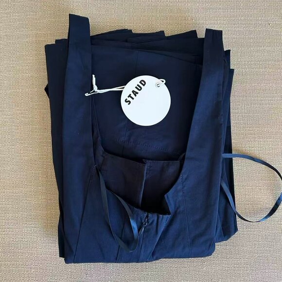 BEST STAUD Wells Midi Dress Sz6/8/10 Navy Blue Classic Cotton Party Wedding - Picture 5 of 12